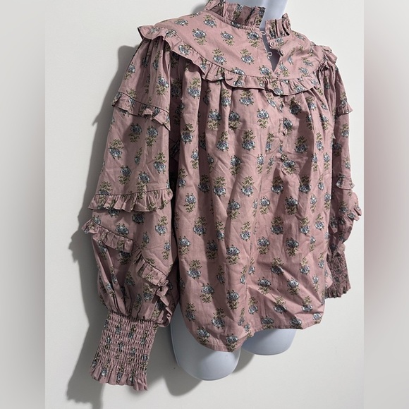 Aureum Floral and Ruffled Victorian Style Dreamy Top - Picture 3 of 9